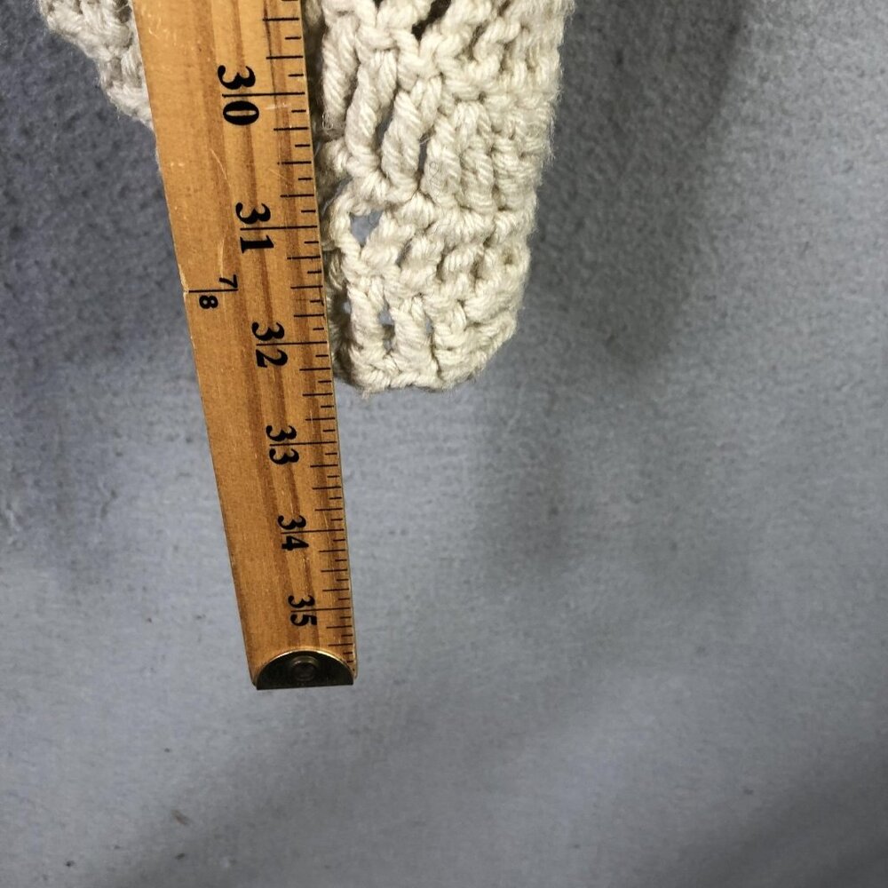 Crochet Cardigan Sweater Womens Handmade Beige Grannycore Boho Hippie Retro 70s - Picture 4 of 15